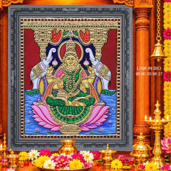Mandapa-gajalakshmi Tanjore Painting