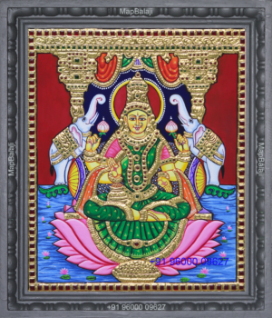 04-12 x 10-Mandapa gajalakshmi Mandapa-gajalakshmi Tanjore Painting