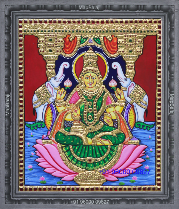 Mandapa-gajalakshmi Tanjore Painting