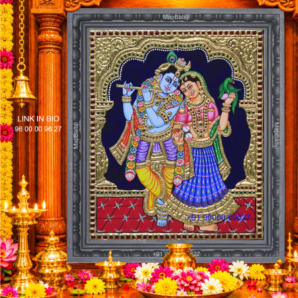 TanjorePainting Radha Krishana Standing | 15 X 13 Inch