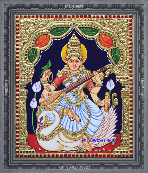 09-12 x 10-Saraswati Saraswati Tanjore Painting