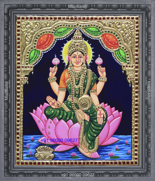 10-12 x 10-Maha lakshmi Maha-lakshmi Tanjore Painting