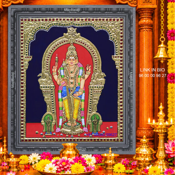 TanjorePainting Thiruchendur Murugan | 15 X 13 Inch