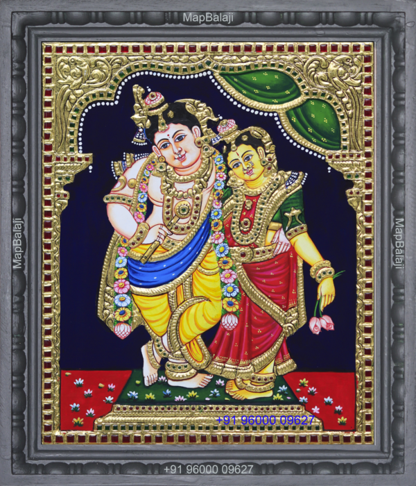 12-12 x 10-Standing radhakrishnan Standing radhakrishnan Tanjore Painting