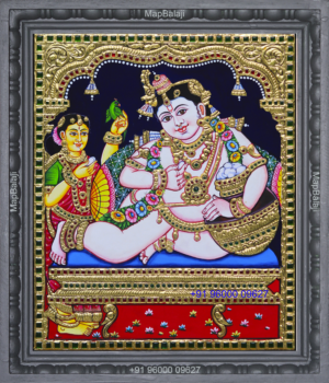 14-12 x 10-Butter krishna Butter krishna Tanjore Painting