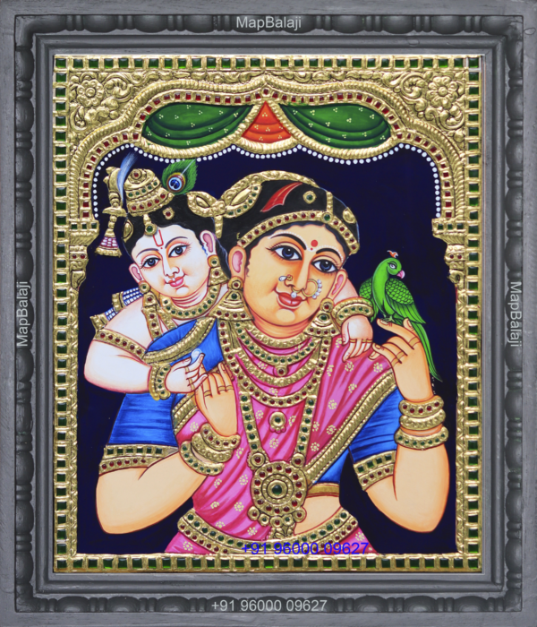 15-12 x 10-Yesodha krishna Yesodha krishna Tanjore Painting