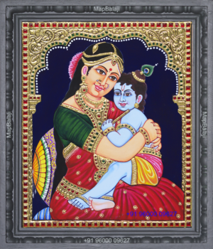 16-12 x 10-Yesodha krishna Yesodha krishna Tanjore Painting