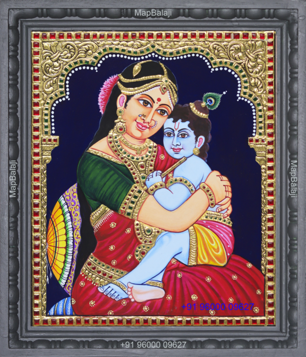 16-12 x 10-Yesodha krishna Yesodha krishna Tanjore Painting